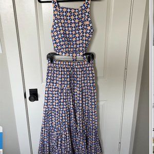 Zara Geometric Tie-Back Crop Top & Maxi Skirt Set